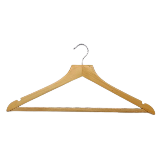 Wooden 45cm Coat Clothes Garment Hangers with Square top & Non Slip Teeth Trouser Bar