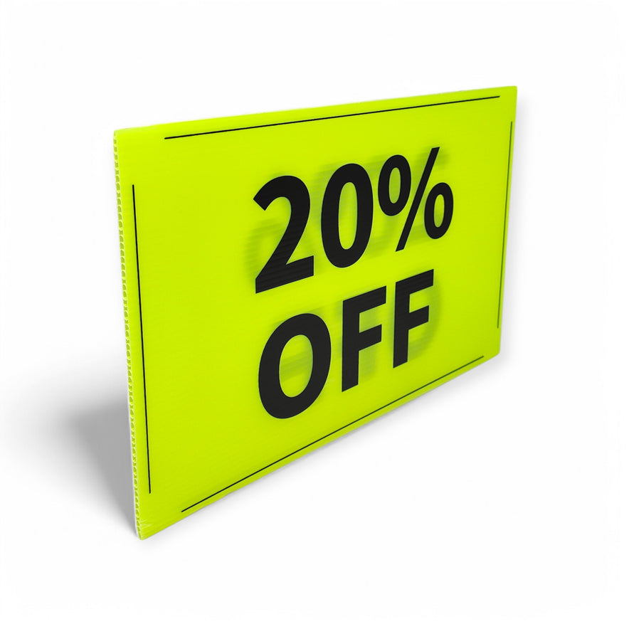 Black & Green Correx Market % off Card Sign Board Double-Sided & Waterproof