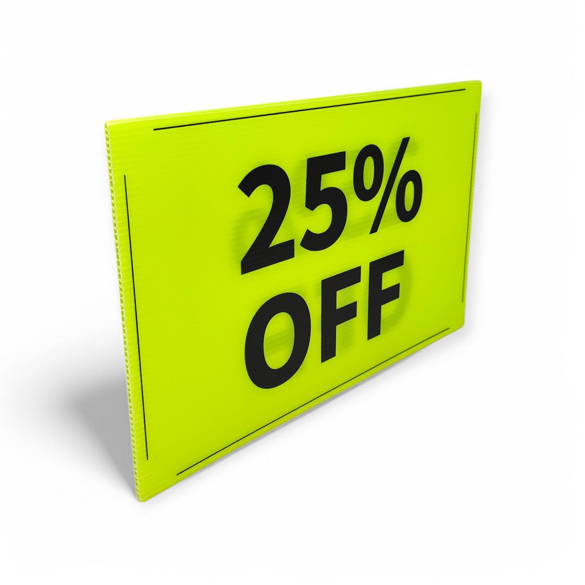 Black & Green Correx Market % off Card Sign Board Double-Sided & Waterproof