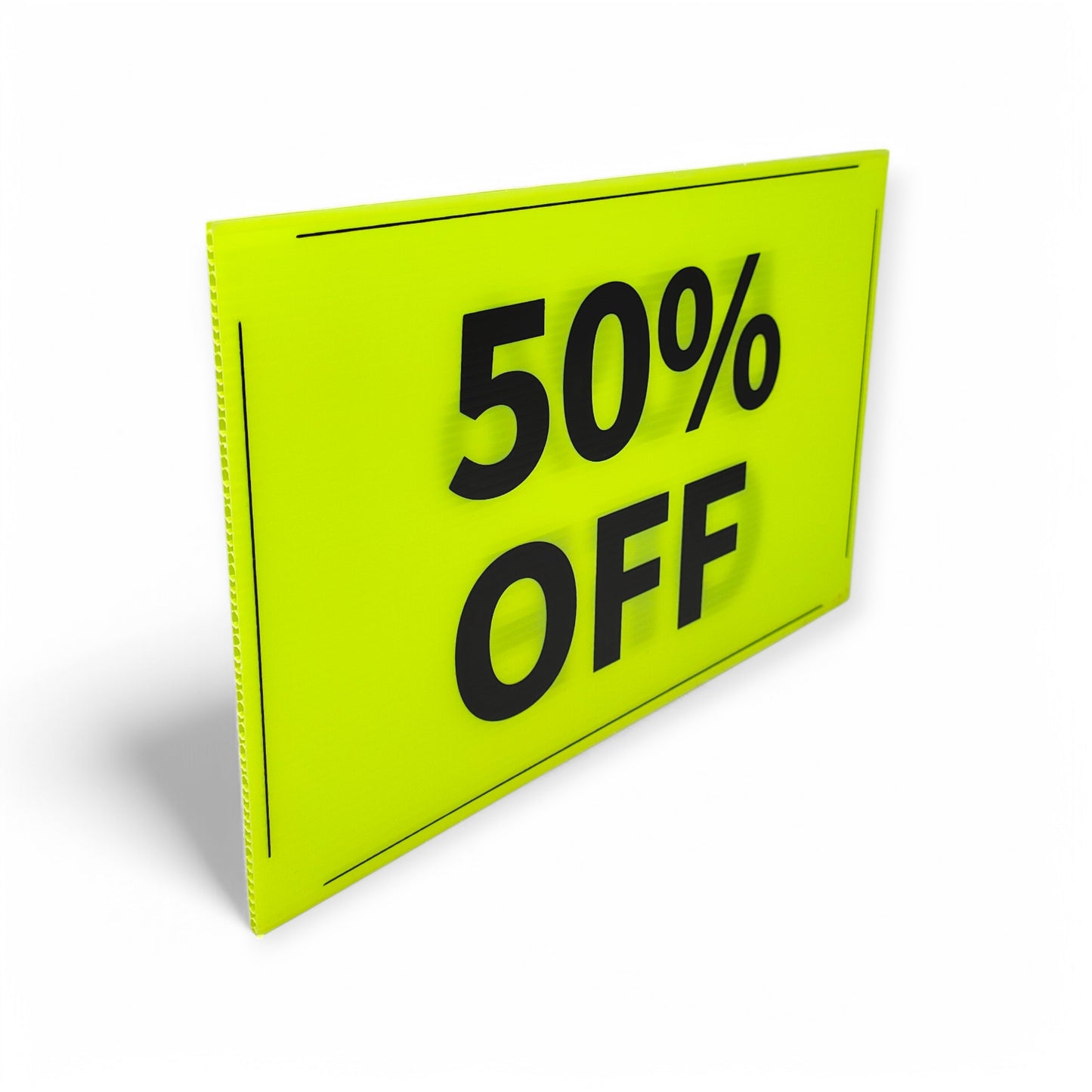 Black & Green Correx Market % off Card Sign Board Double-Sided & Waterproof