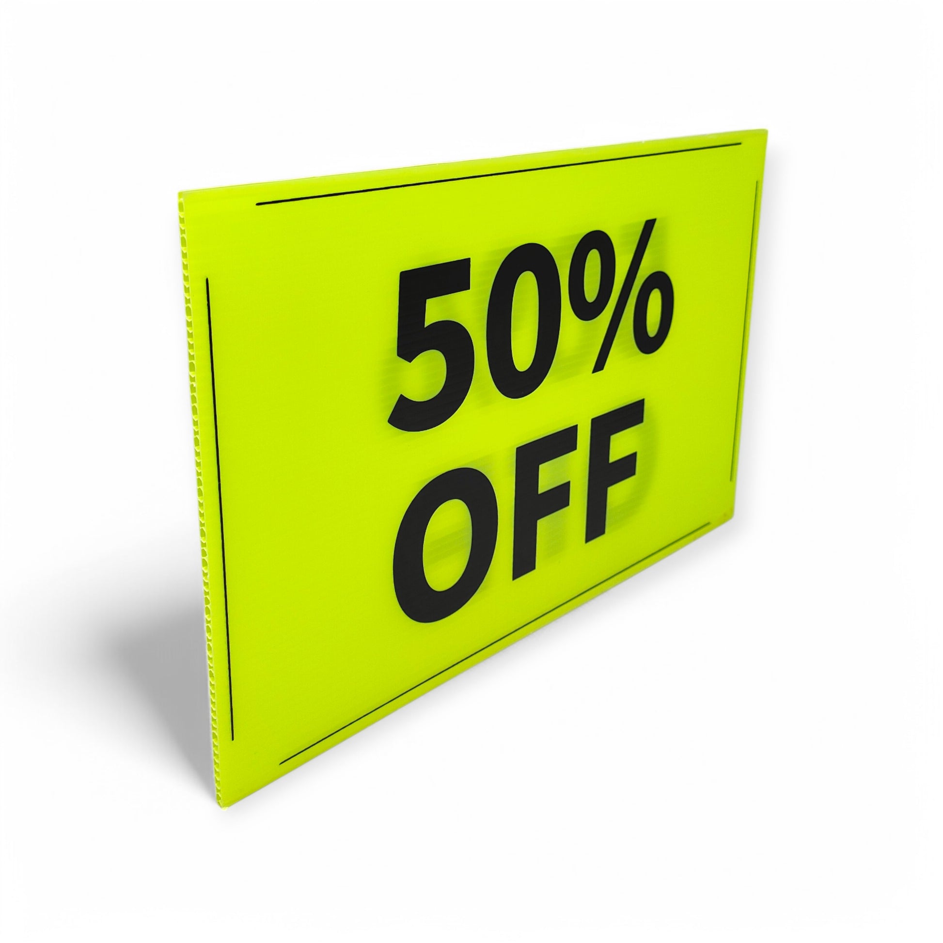 Black & Green Correx Market % off Card Sign Board Double-Sided & Waterproof