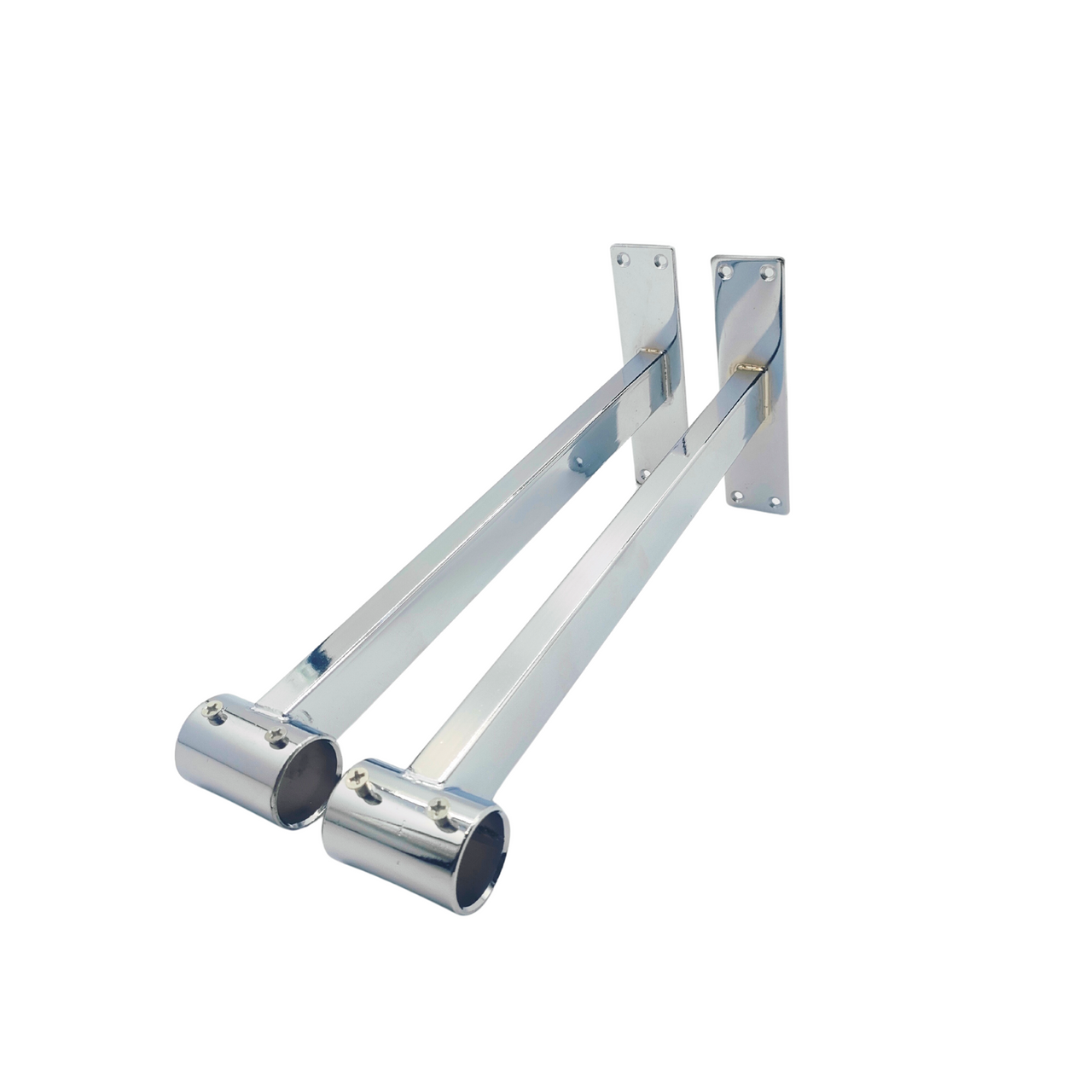 Super Heavy Duty Chrome Plated Wall Mounted Garment Clothes Rail Hanging Shop Display Tubing Rack Diameter Of Pole -4ft Long Pole +2 Brackets+2 Plastic End Caps-s