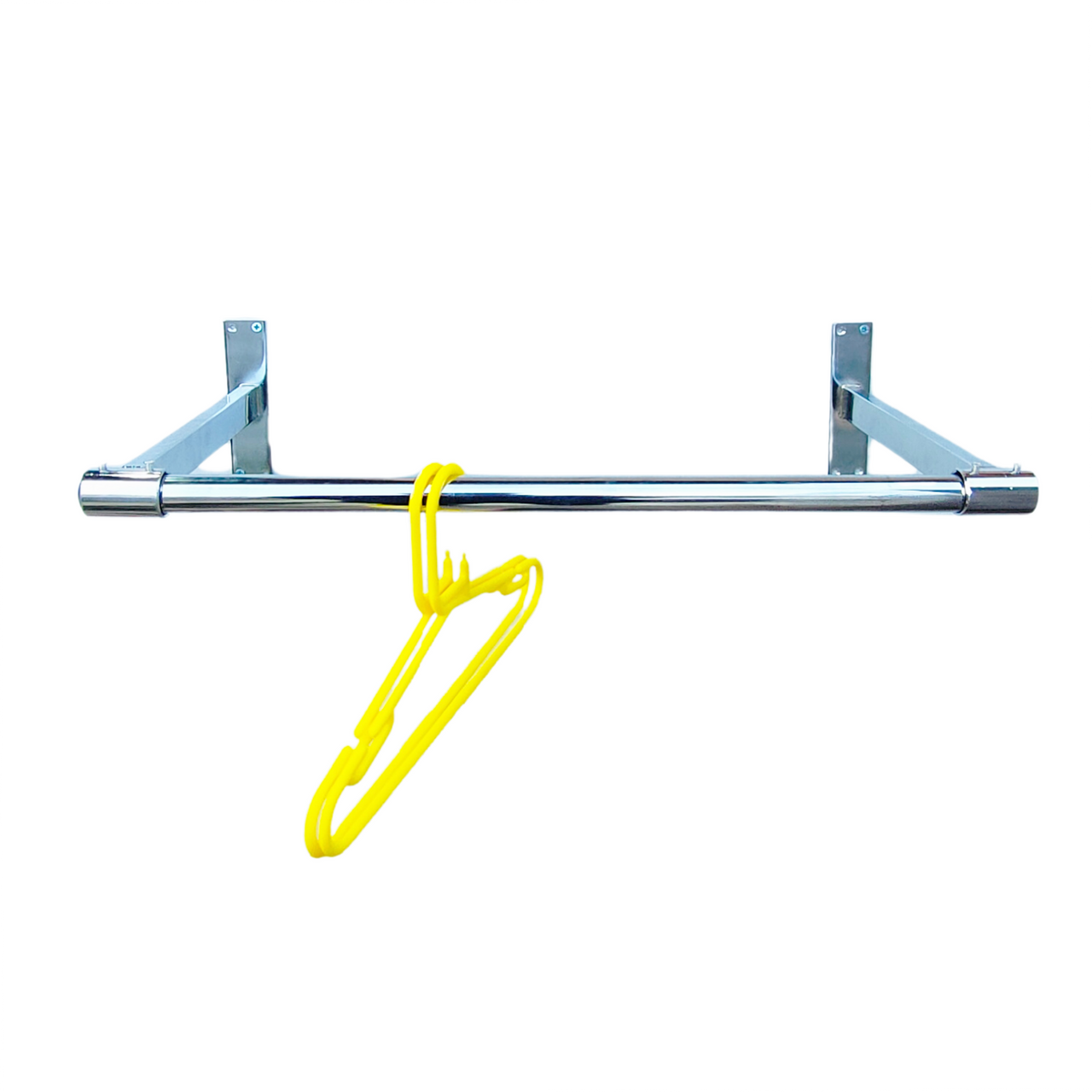 Super Heavy Duty Chrome Plated Wall Mounted Garment Clothes Rail Hanging Shop Display Tubing Rack Diameter Of Pole -4ft Long Pole +2 Brackets+2 Plastic End Caps-s