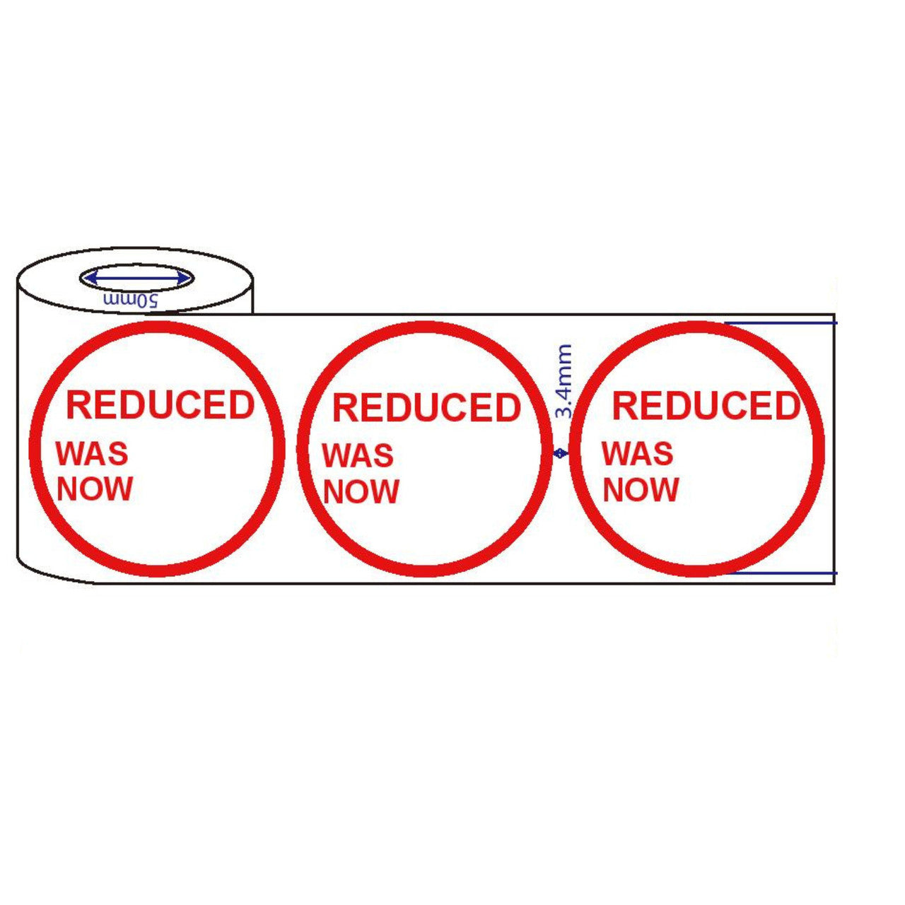 500x45mm Red Self-Adhesive Promotional Price Labels for Retail Reduced Was/Now