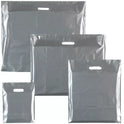 100x New Plastic Plain Silver Carrier Bag