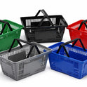 28L Plastic Shopping Basket with Handles – Durable Retail Carry Basket – Multiple Colours