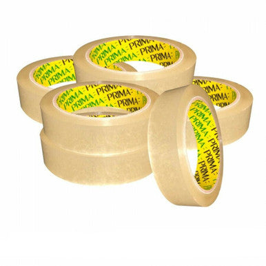6x Rolls Prima Clear Adhesive Tape - 24mm X 66m Strong Parcel Sellotape