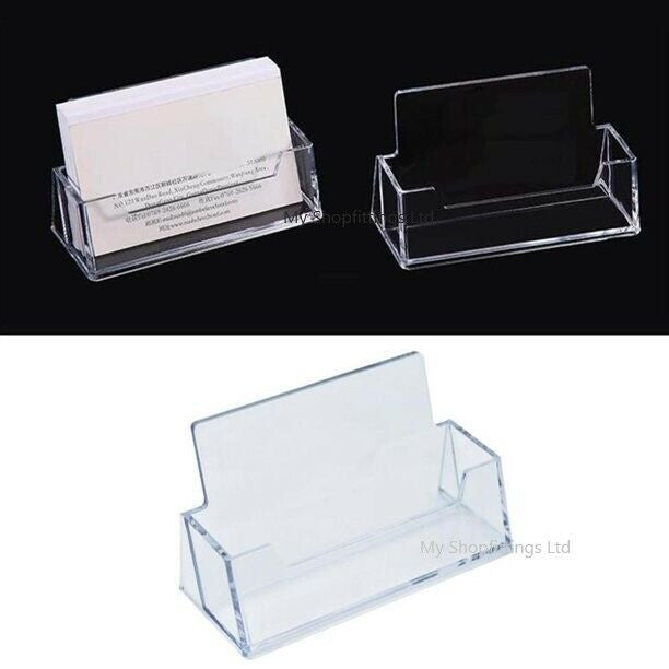 2 x New Acrylic Landscape Business Card Holders Desktop Dispensers Display Stand