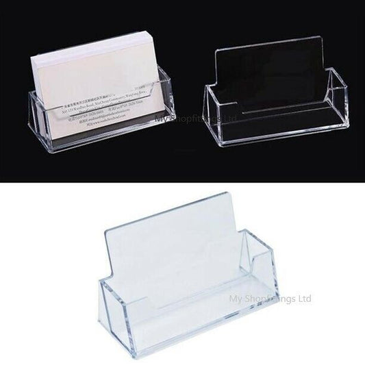 2 x New Acrylic Landscape Business Card Holders Desktop Dispensers Display Stand