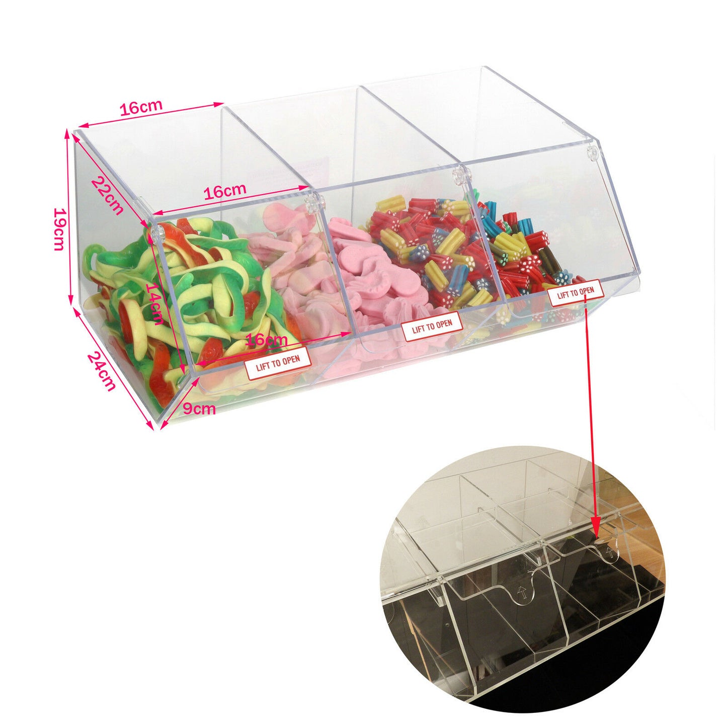 Pick N Mix Sweet Acrylic Dispenser Display Stacking Bin Holder