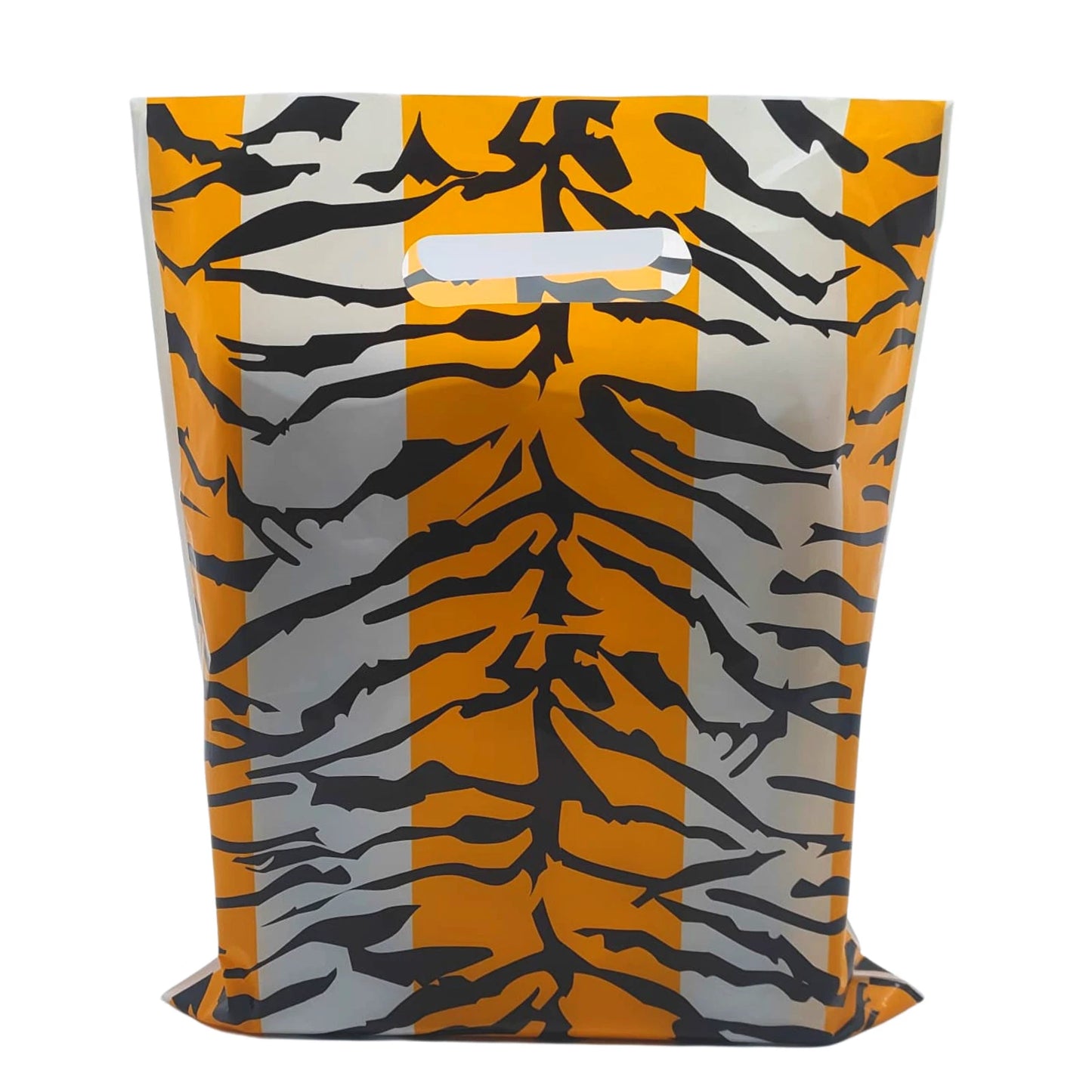 100x Plastic Tiger Printed Design Carrier Bags