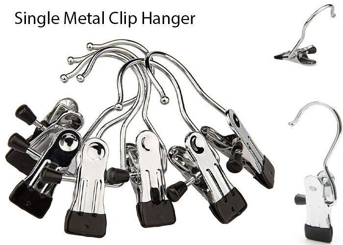 SINGLE CLIP 12CM 30CM 40CM CHROME METAL DOUBLE CLIP HANGERS FOR JEANS SKIRT SHOP