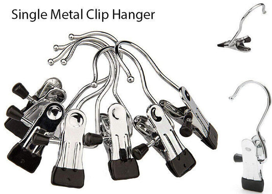 SINGLE CLIP 12CM 30CM 40CM CHROME METAL DOUBLE CLIP HANGERS FOR JEANS SKIRT SHOP