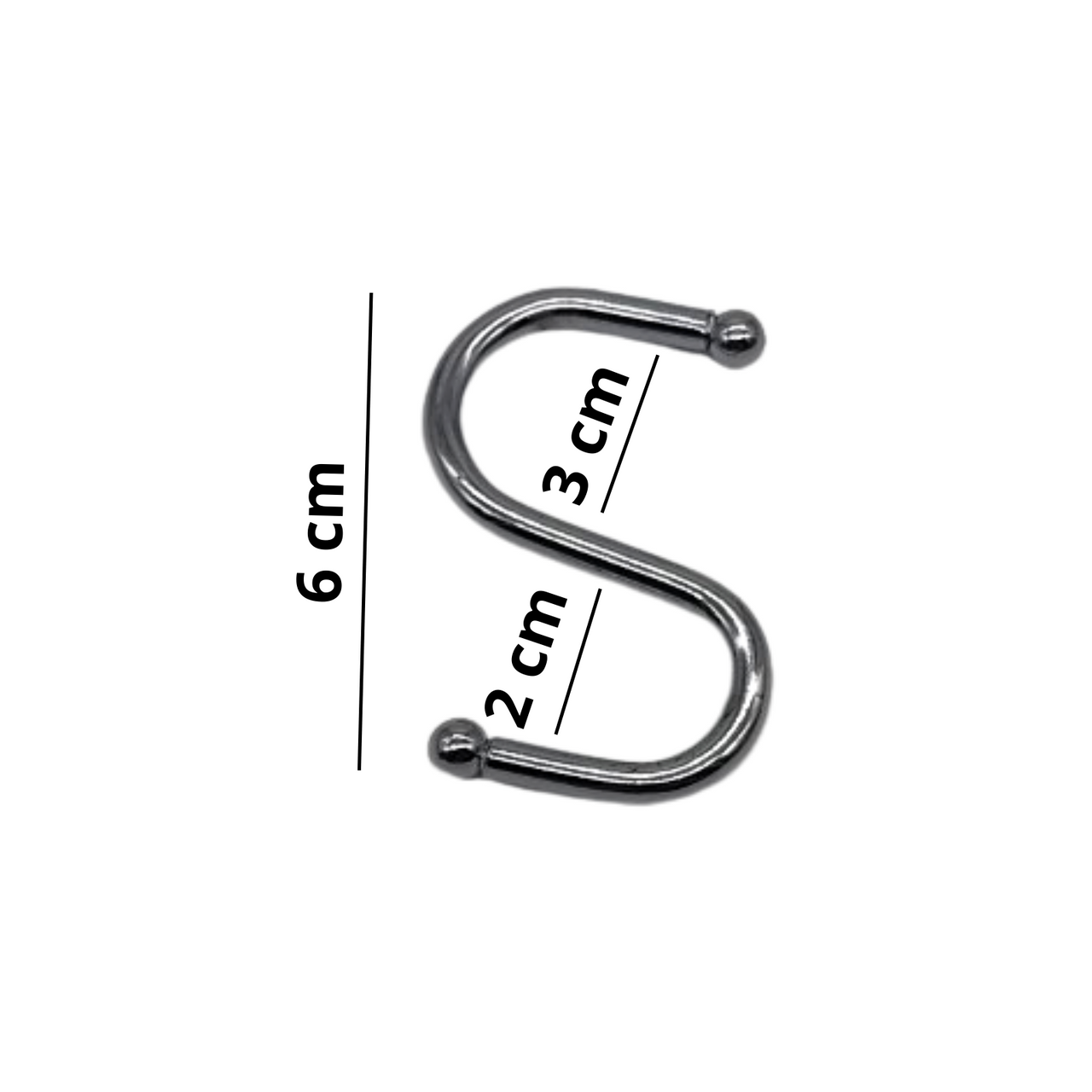 60mm  S Hooks For Kitchen Rack, Pan Hanger, Utensil Hanging Rail Chrome  Ball Ends