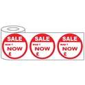 500x45mm Round Adhesive Sale Was/Now Stickers