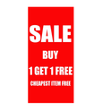 SALE BUY 1 GET 1 FREE CHEAPEST ITEM FREE Poster Window Display Sign