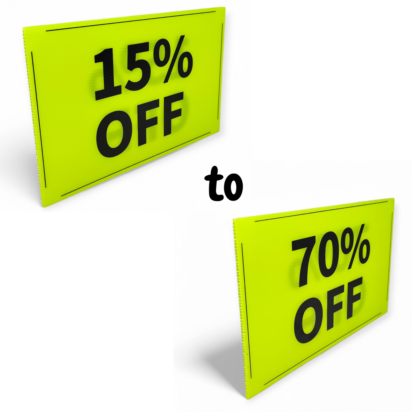 Black & Green Correx Market % off Card Sign Board Double-Sided & Waterproof