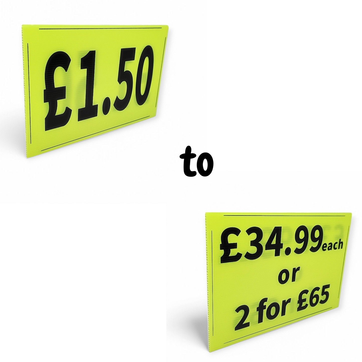 Black & Green Correx Market Price Card Sign Board Double-Sided & Waterproof