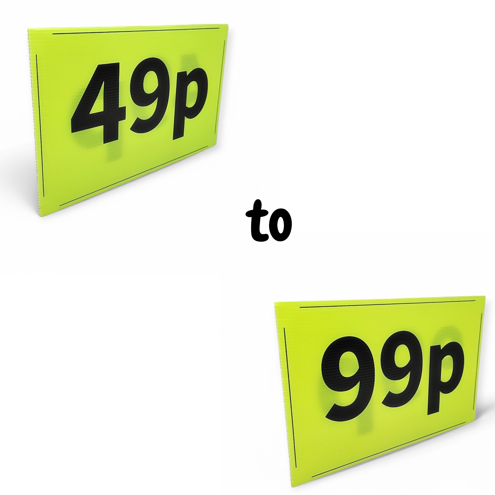 Black & Green Correx Market Sale Card Sign Board Double-Sided & Waterproof