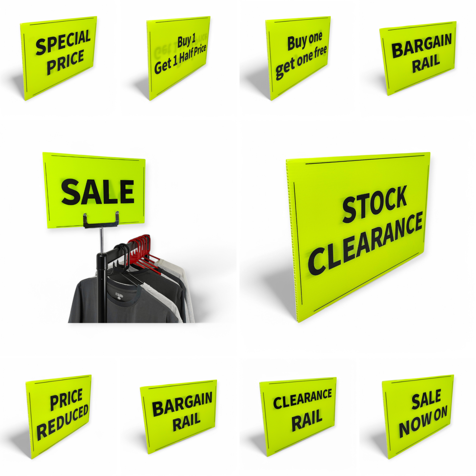 Black & Green Correx Market Promotion Card Sign Board Double-Sided & Waterproof