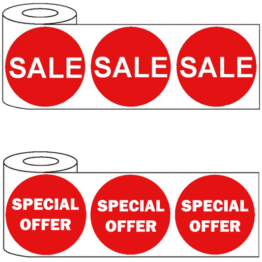 500x45mm Round Adhesive Sale & Special Offer Stickers - Discounted Promo Labels