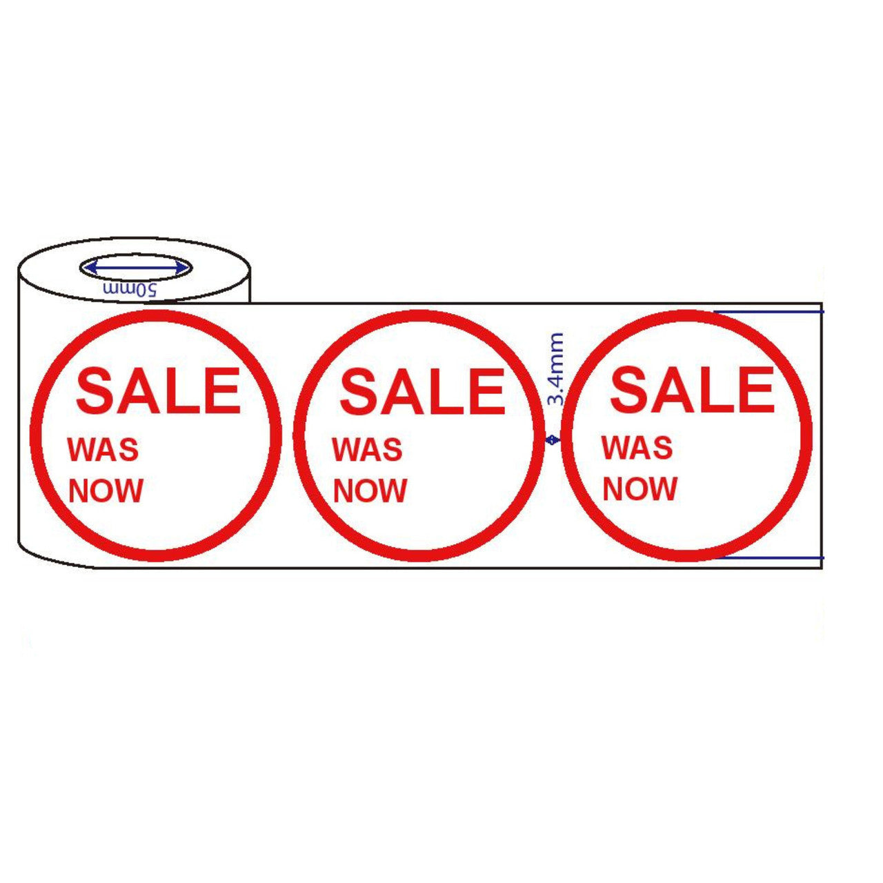 500x45mm Red Self-Adhesive Promotional Price Labels for Retail Sale Was/Now