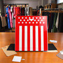 100X Premium Red & White Strips Carrier Bag Die Cut Handle Designer Heavy Duty Shopping Plastic Bag