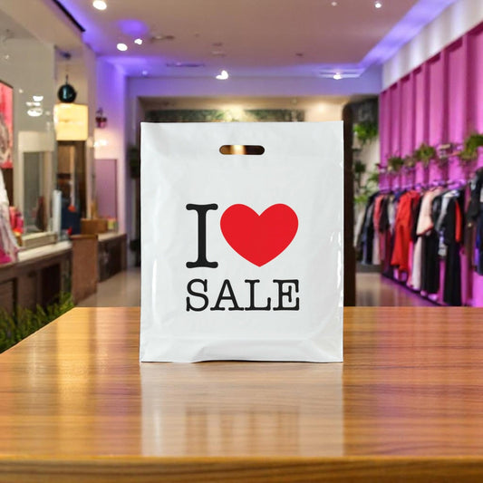 I Love Sale Printed Plastic Carrier Bags-100
