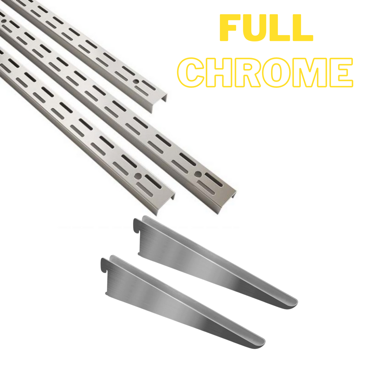 TwinSlot Shelving Chrome Upright & Brackets Adjustable Strong Rack Wall Shelf
