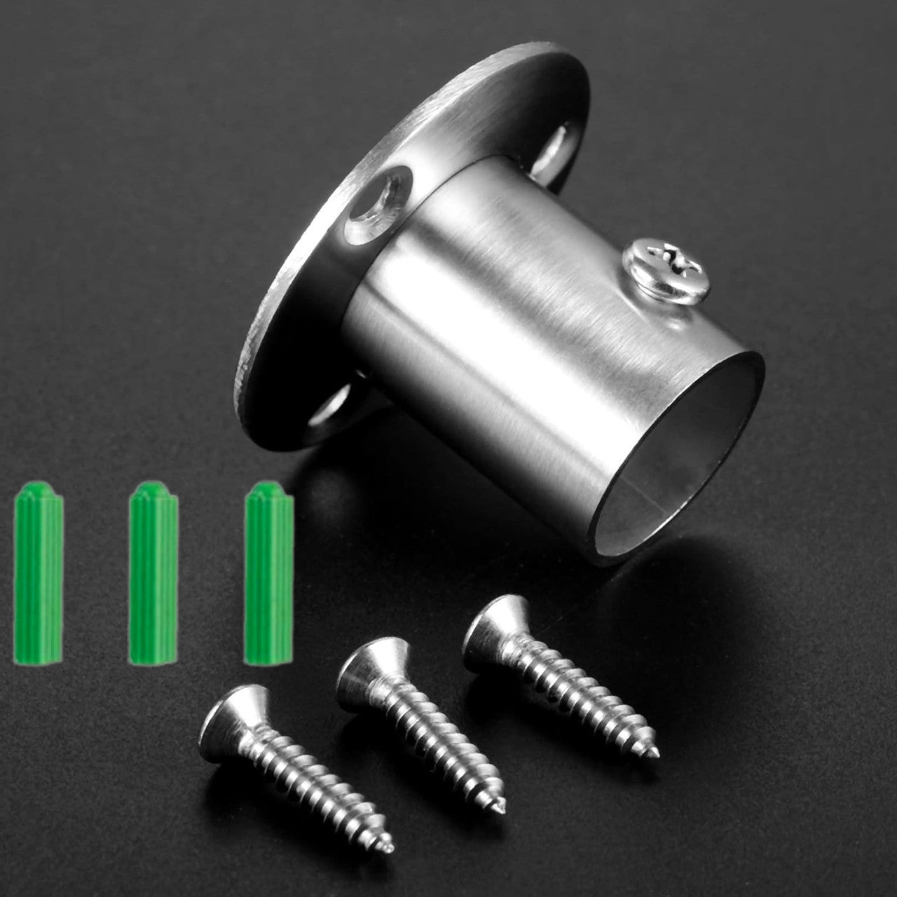 Stainless Steel Wardrobe Rail Rod Pole Socket End Support Bracket Flange