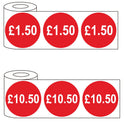 500x 45mm £1.50-£10.50 Red Self Adhesive Price Stickers