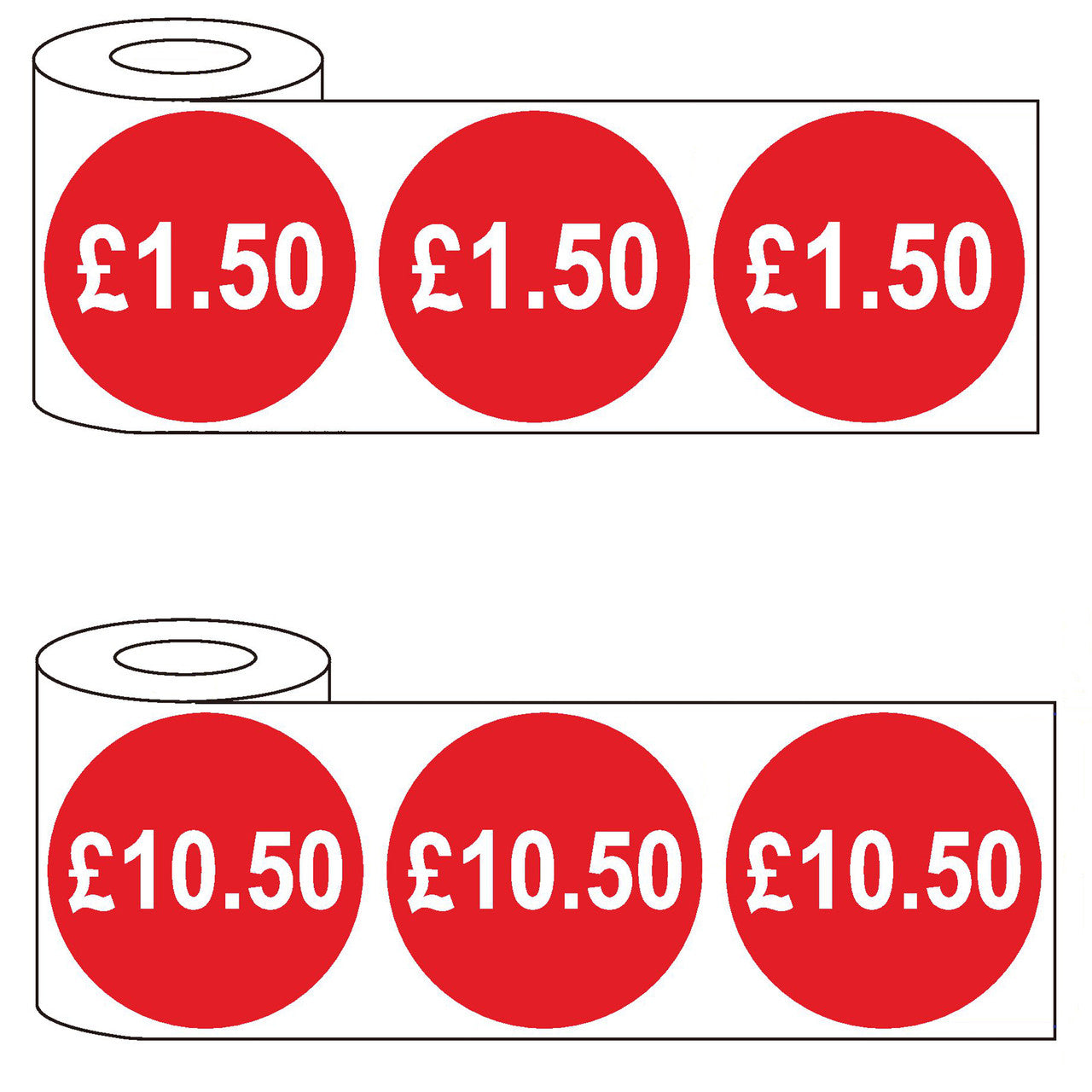 500x 45mm £1.50-£10.50 Red Self Adhesive Price Stickers