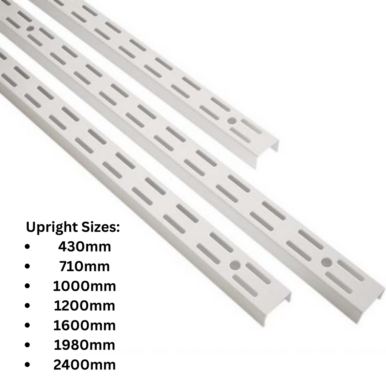 Twin Slot Shelving WHITE Uprights and Brackets Adjustable Strong Rack Wall Shelf