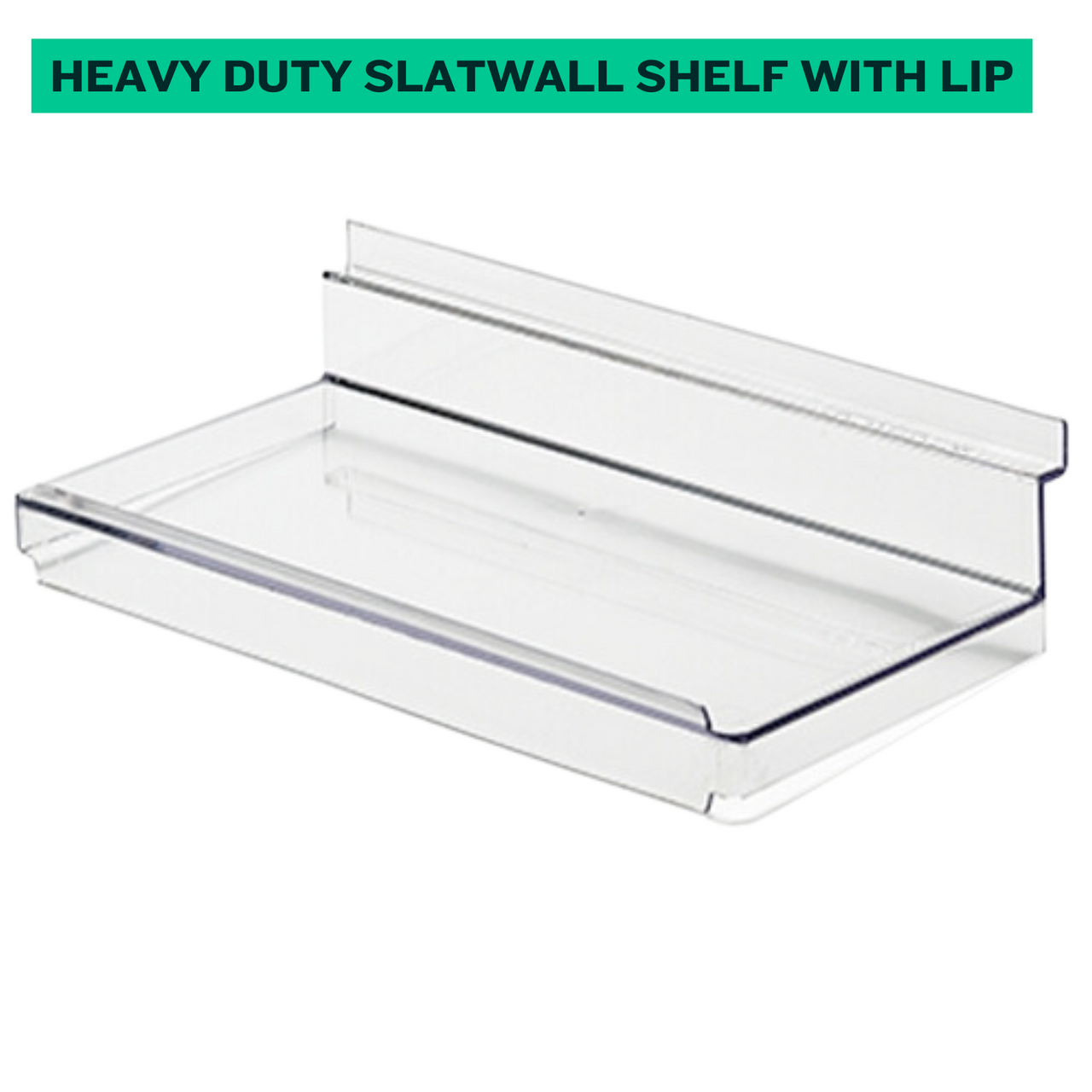 Clear Acrylic Slatwall Shelf with Lip – 10x25cm Retail Display Shelf