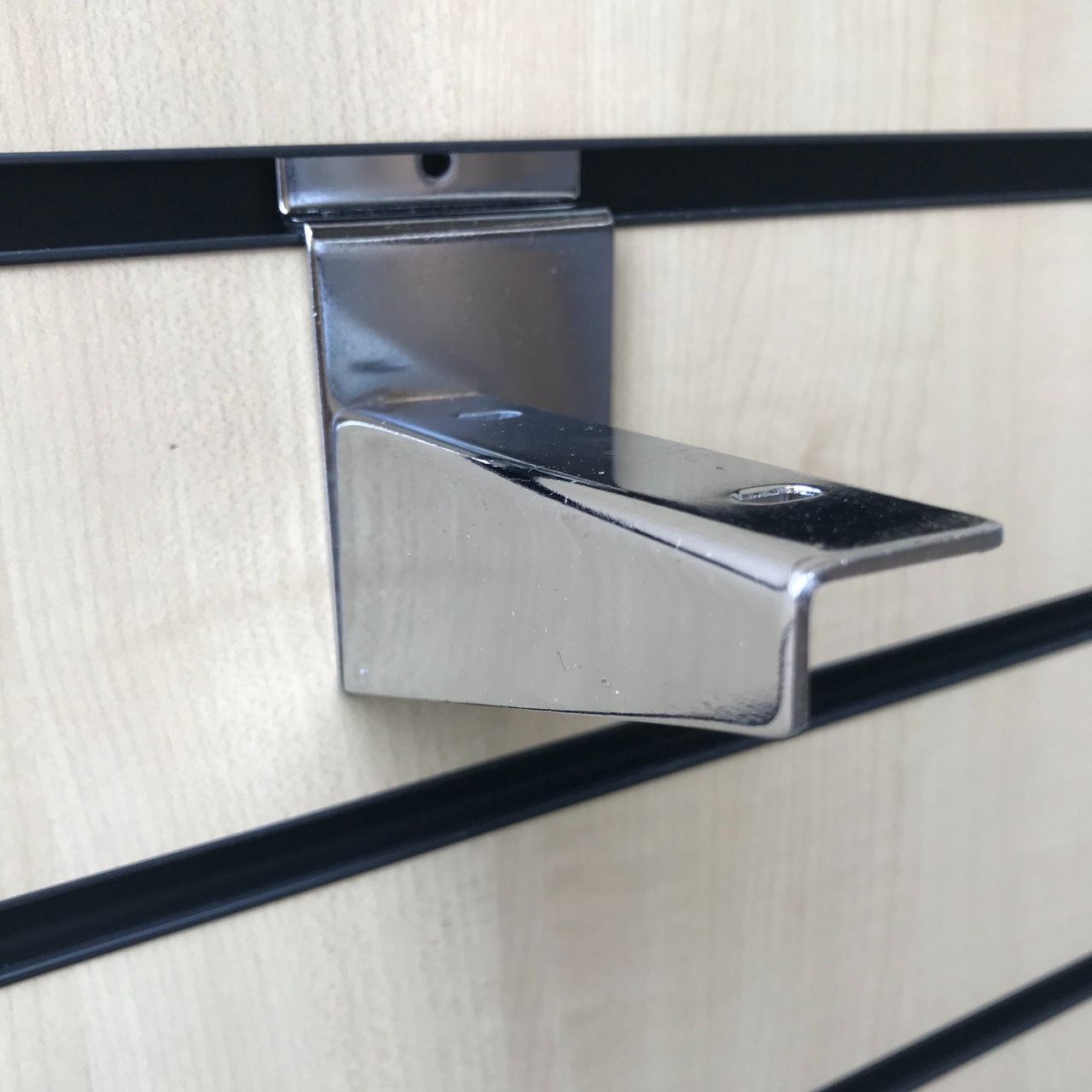 Wooden Shelf Brackets (Pair) For Slatwall Shop Fittings Heavy Duty In Chrome