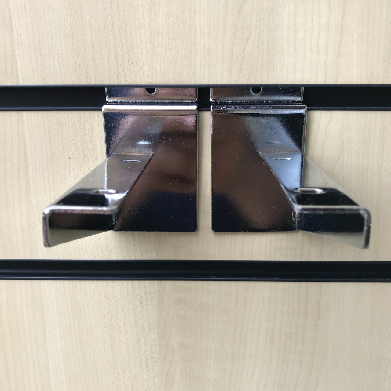 Wooden Shelf Brackets (Pair) For Slatwall Shop Fittings Heavy Duty In Chrome
